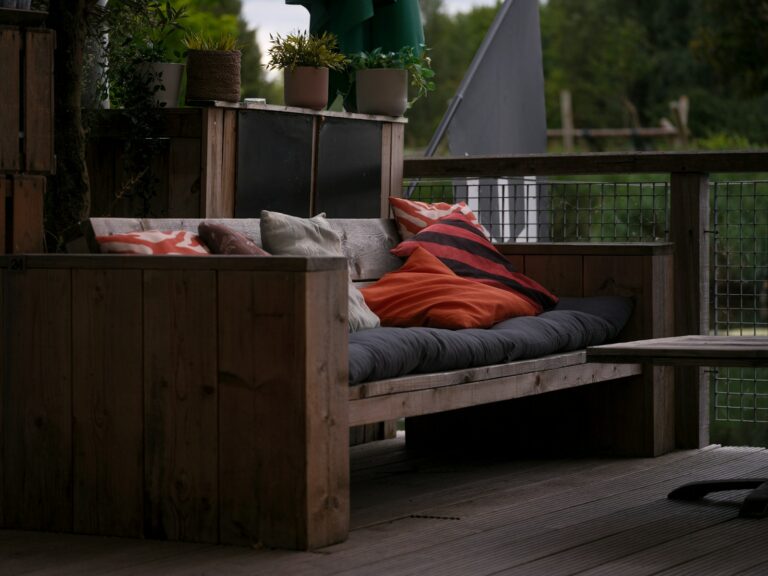 Garden bench reading corner cushions balcony reading nook