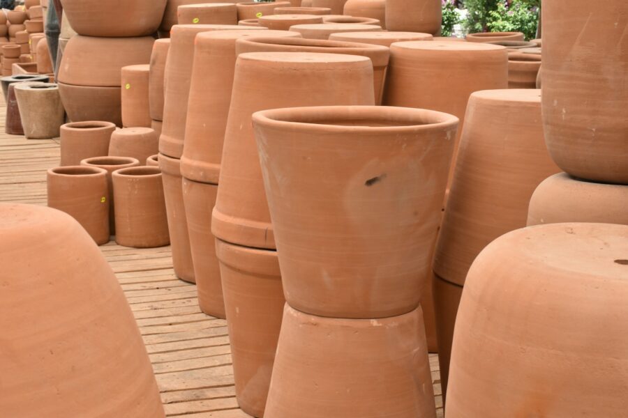 Patio container garden terracotta pots