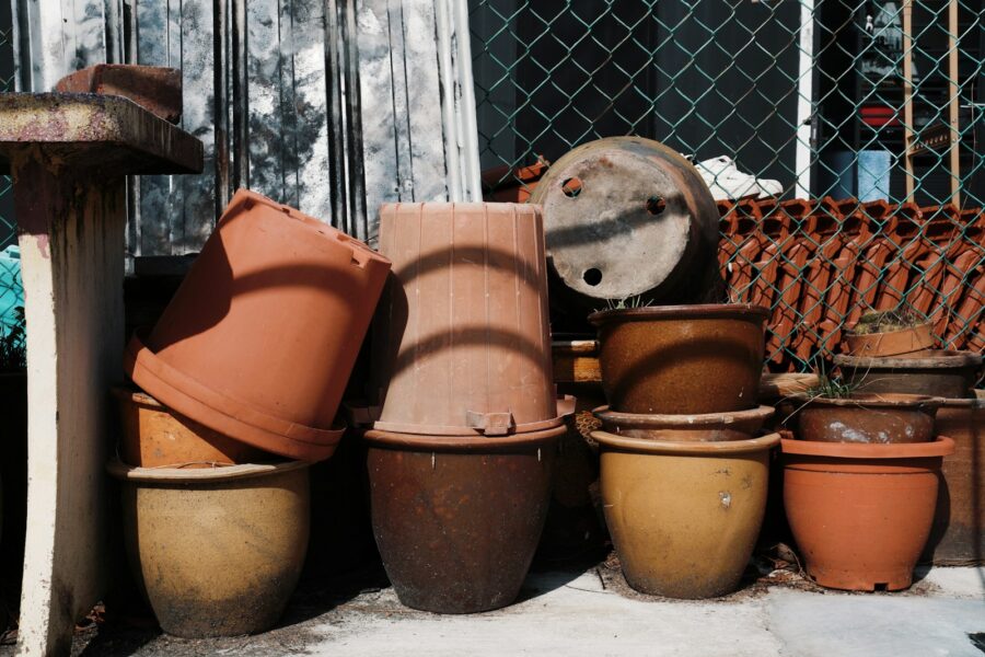 Terracotta pots balcony container garden drainage holes
