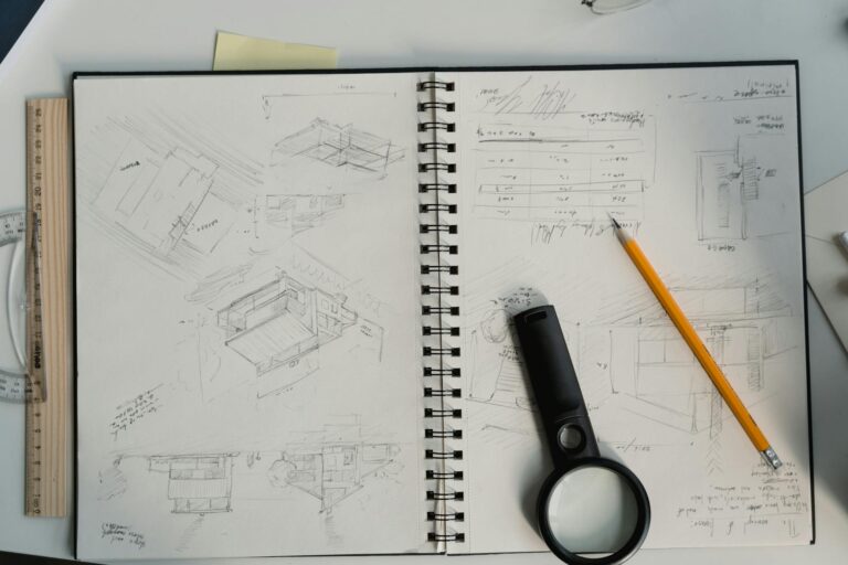 Backyard garden plan sketch notebook tools