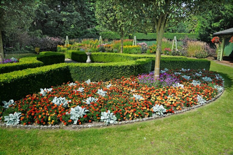 Curved flower bed