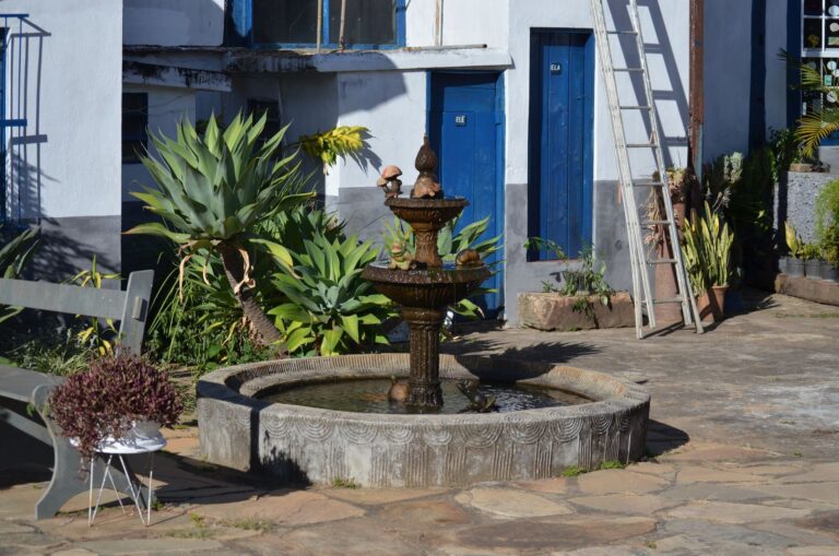 Wall fountain courtyard