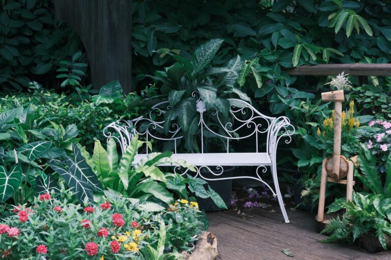 Curved flower bed